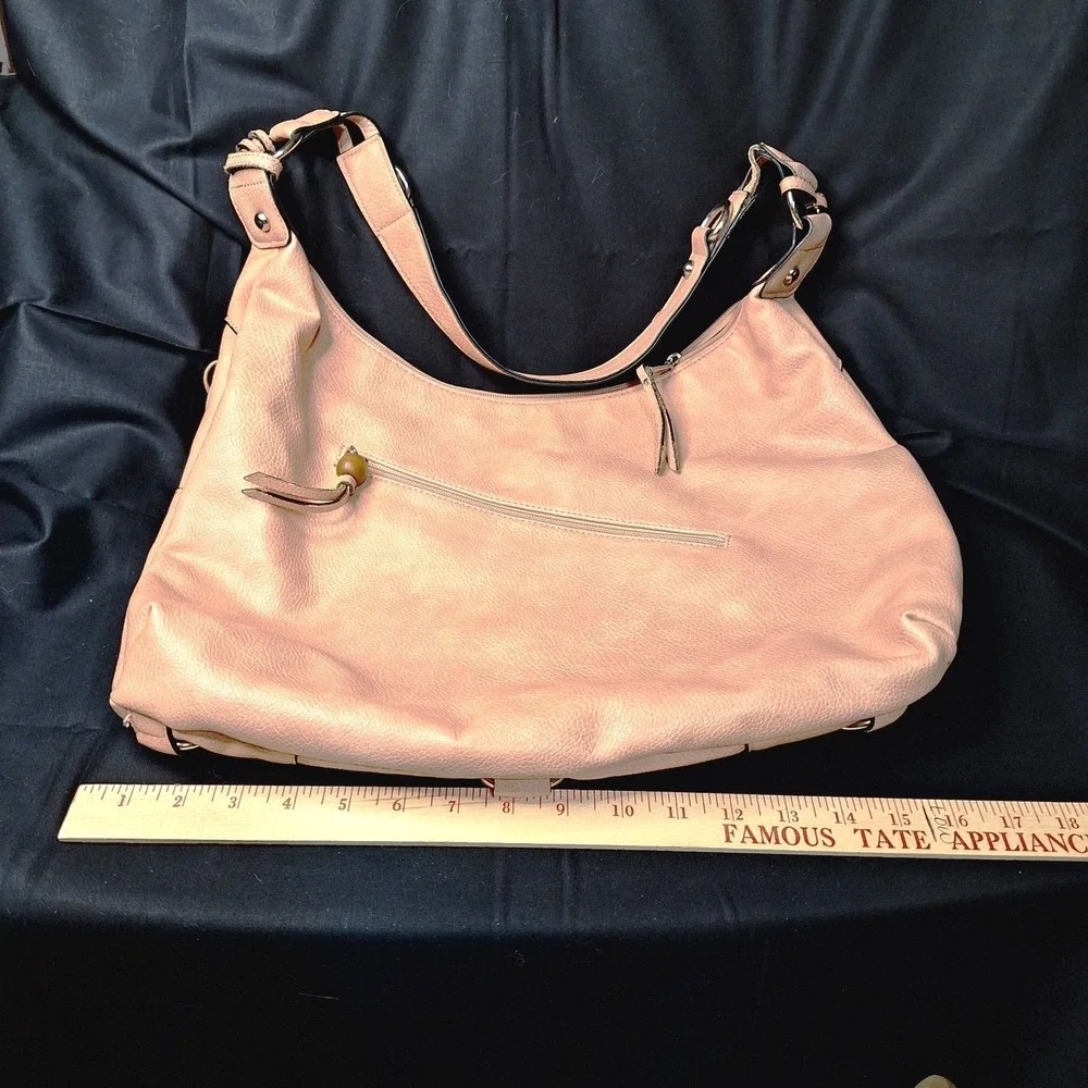 Vintage Large 12x16 Kensie peach/pink Hobo shoulder handbag‎ pockets Zippered
